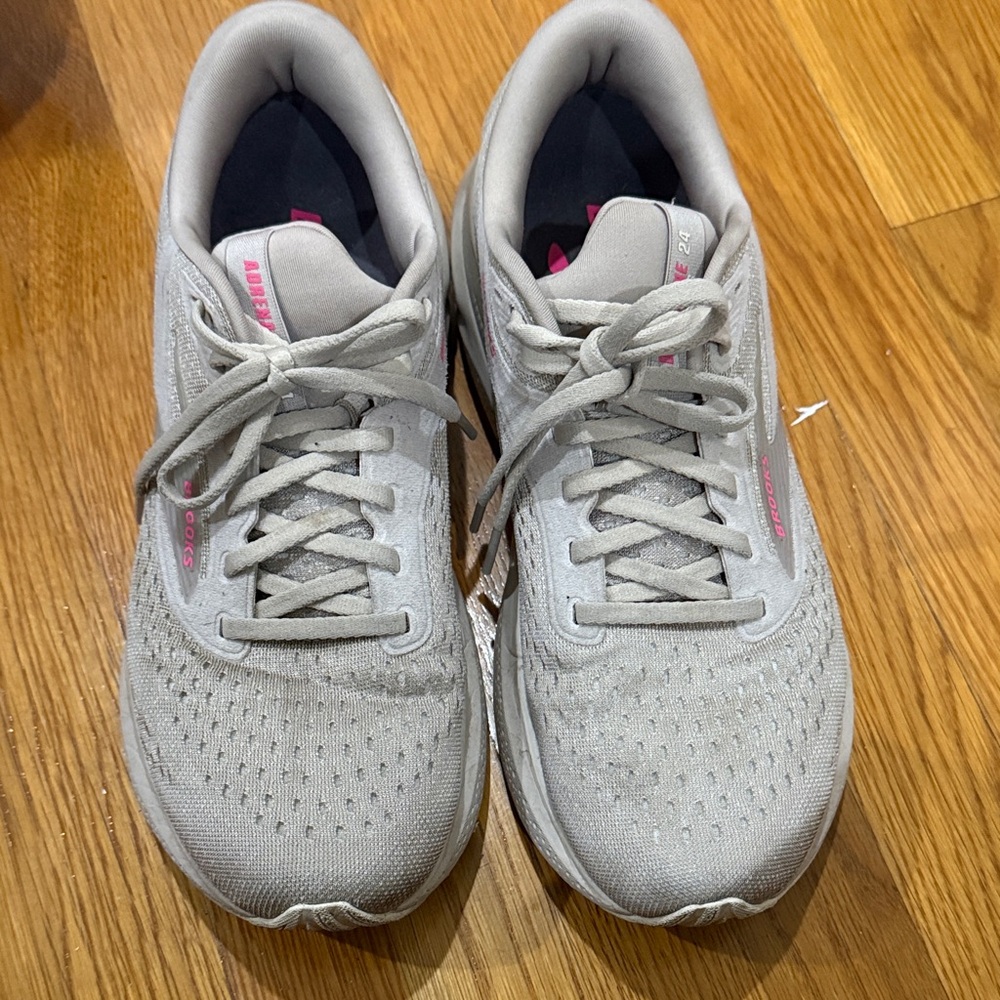 Brooks Light Gray and Pink Athletic Shoes